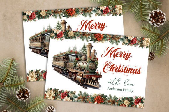 Download Vintage Christmas Train Greeting Cards - Premium Resources
